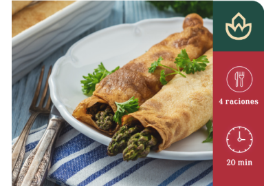 Crepe de Espárragos con salsa de champiñones