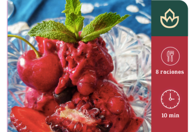 Sorbetes: de frutos rojos y de manzana, lima y menta