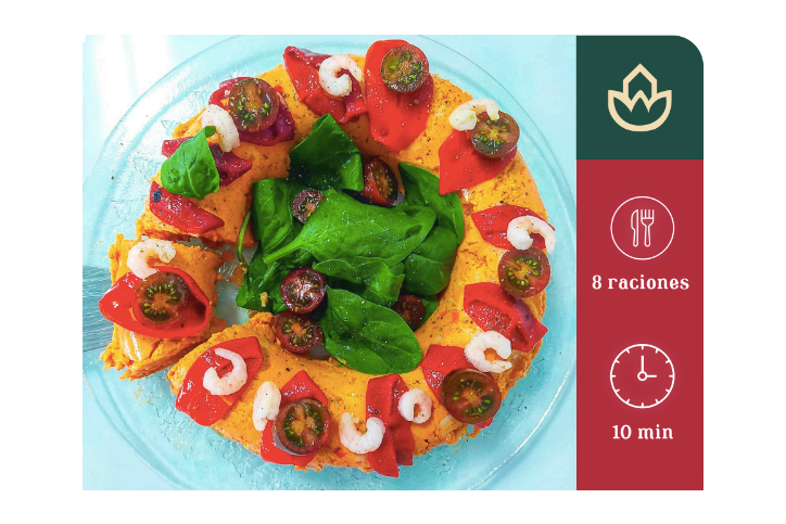 Puding frío de cangrejo, atún y piquillos