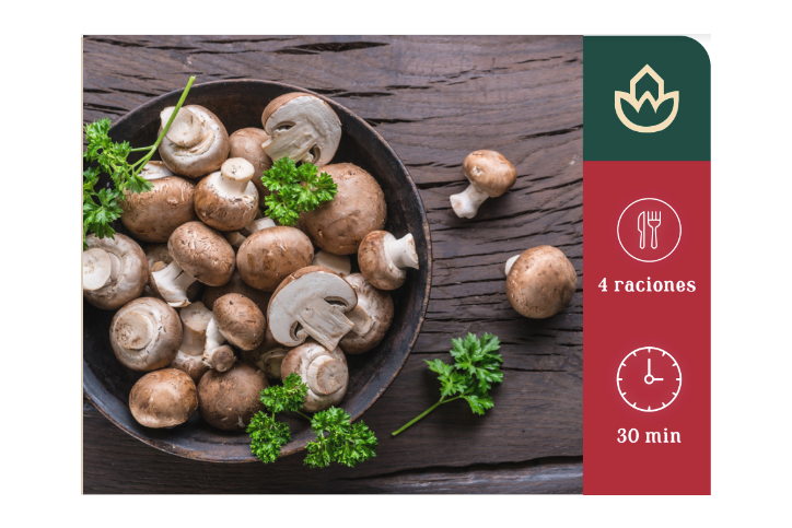 Champiñones portobello rellenos de gambas al ajillo