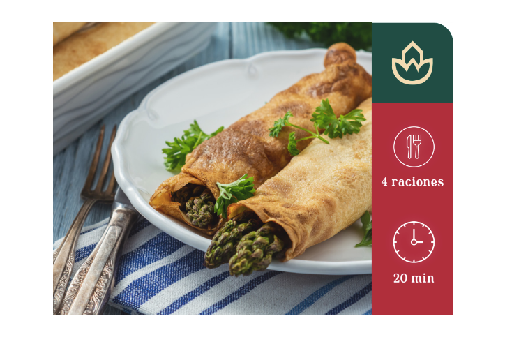 Crepe de Espárragos con salsa de champiñones